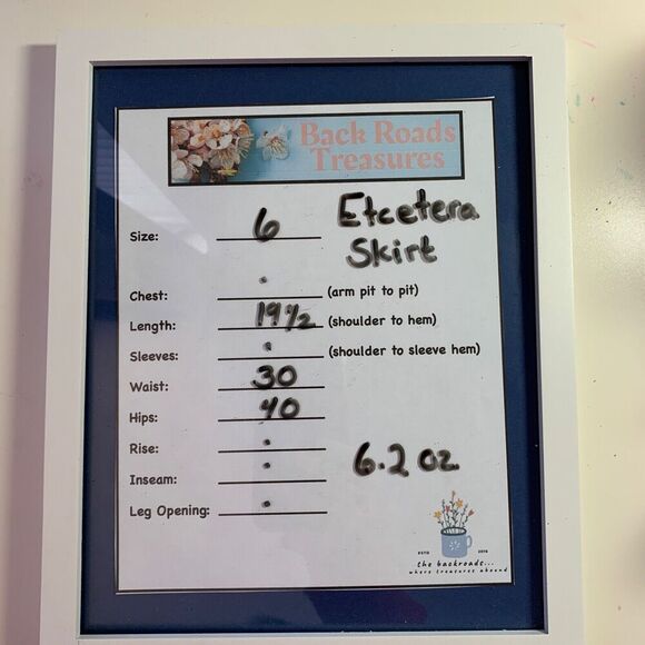 VTG ETCETERA Linen Skirt SIZE 6 Blue and White Ruffled Floral Pockets Front Zip - Picture 14 of 14